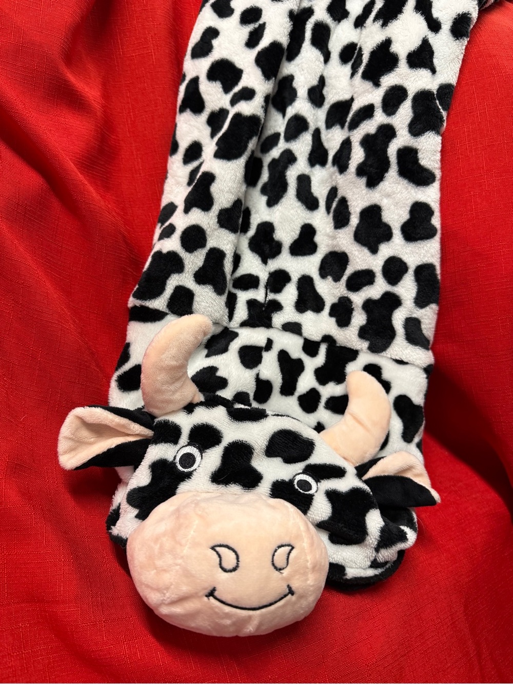 Plush Cow Dog Halloween Costume One-Piece with Hood Sz XL/XXL Pet Costume